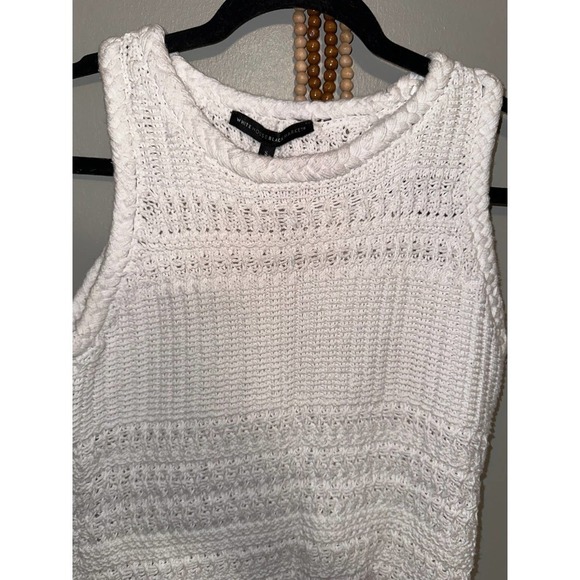 WHBM White Open Knit Crochet Sleeveless Top - size Small - Picture 3 of 4